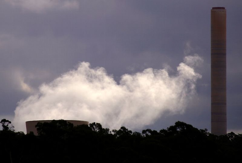 © Reuters. Chimneys from the coal-powered Mount Piper power station are be seen behind trees near the town of Lithgow, located west of Sydney in Australia, February 26, 2017. REUTERS/David Gray/ File Photo